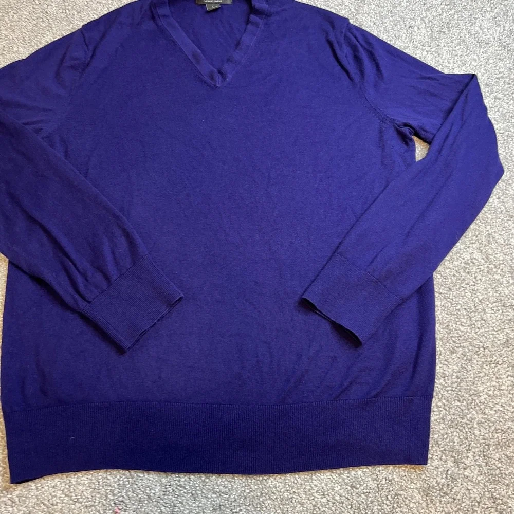 Banana Republic Sweater Mens Large Purple Silk Blend V Neck Pullover Lightweight